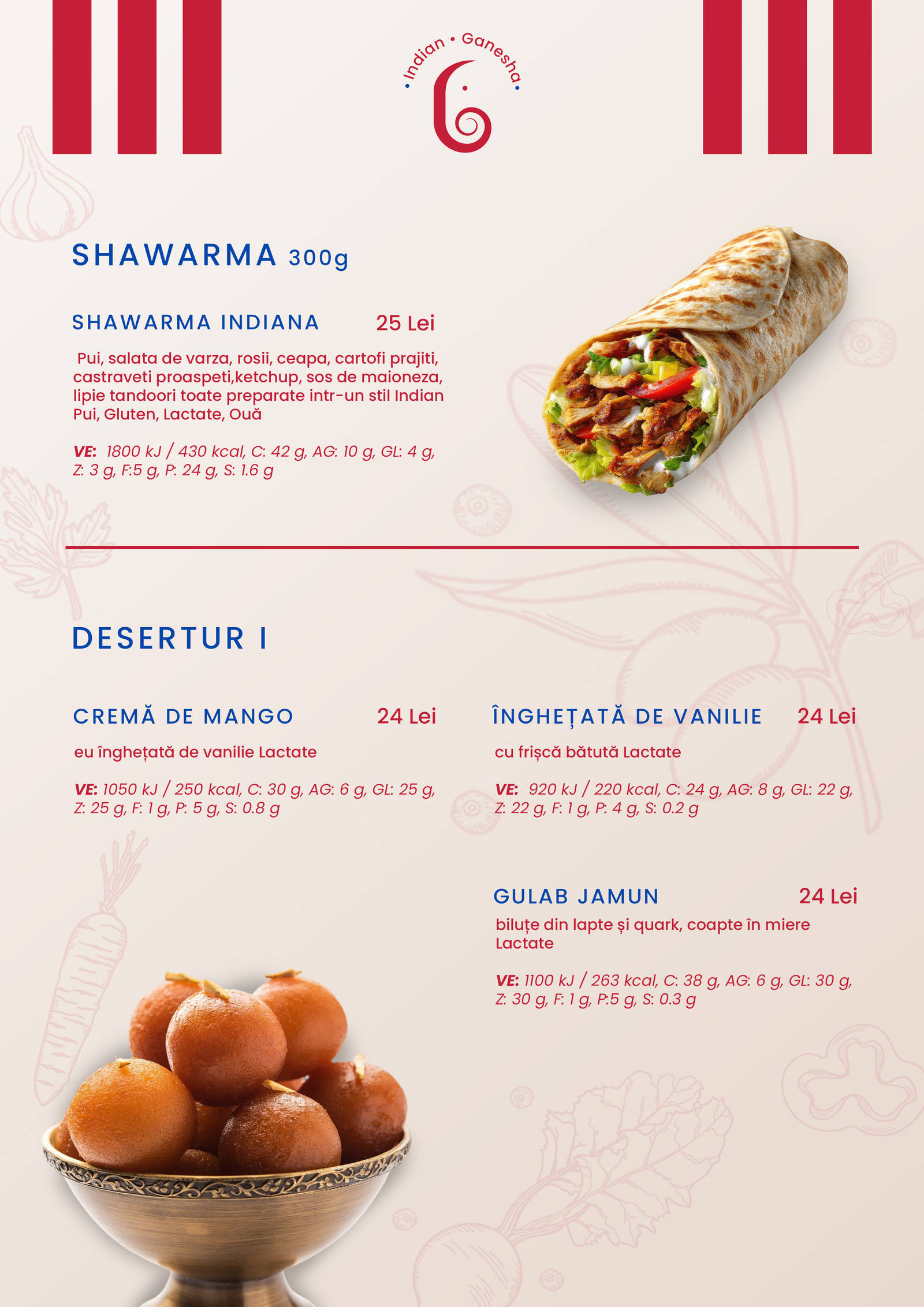 Meniu pagina 11 - shawarma și deserturi